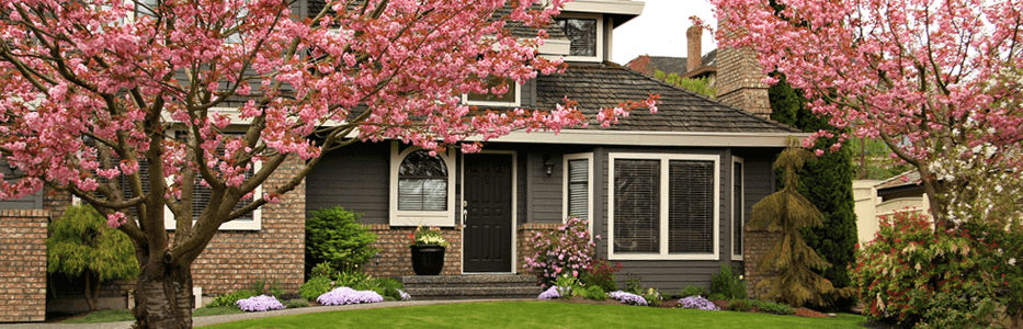 traditional multi-level home with pristine landscaping