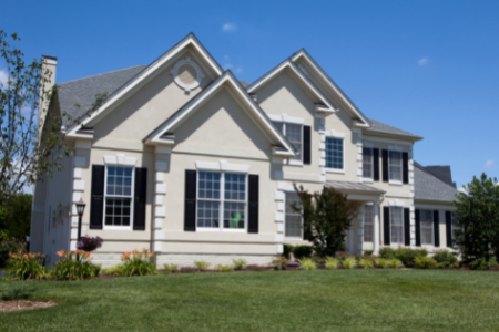 a home with peaks on the roof, common in many homes