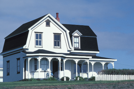 A home with a gambrel roof style