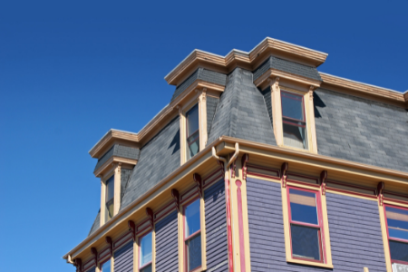 home with a mansard roof, also known as a french roof