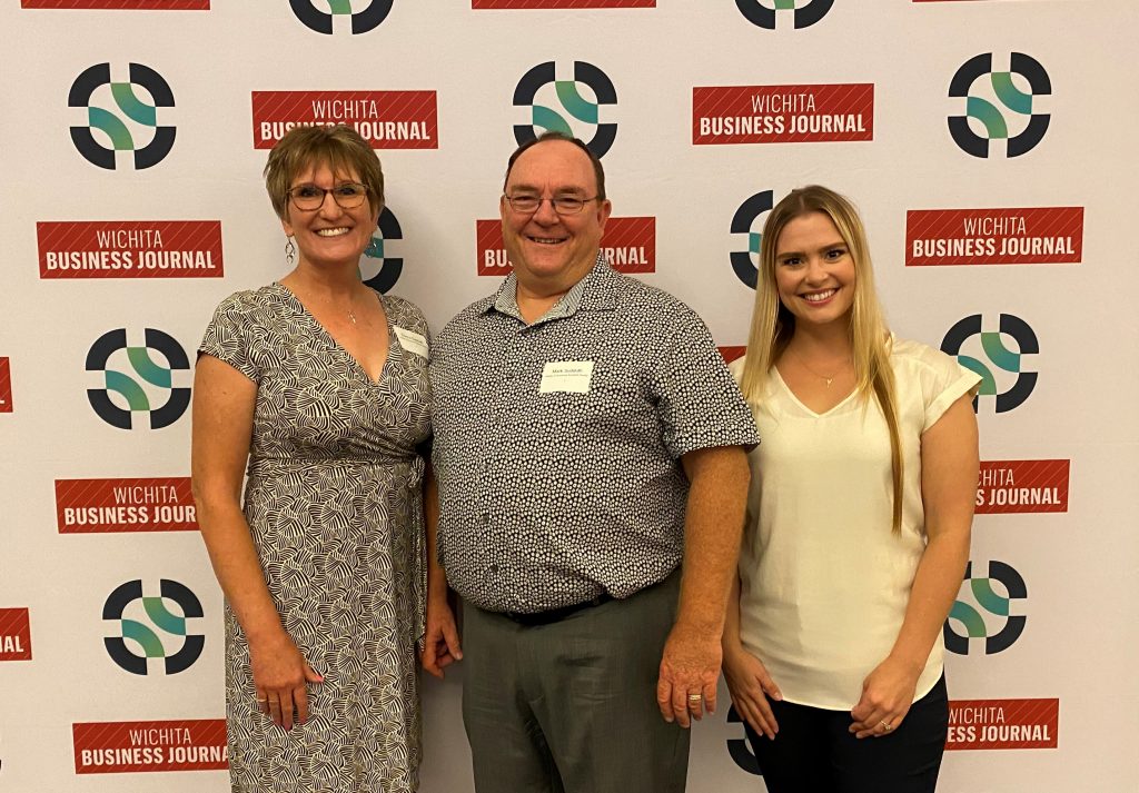 Mark, Donna, and Caitlin Sudduth at the Wichita Business Journal awards.