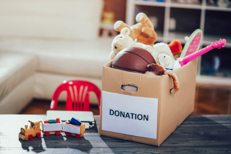 A donation box to help you get rid of outgrown toys and clothes.