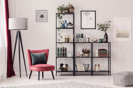 A living room showing that you can revive your home by rearranging your bookshelves.