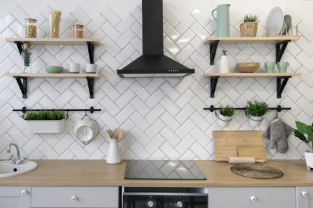 Open shelving used to upgrade your kitchen.