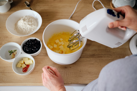 A handheld mixer is a helpful appliance for a first apartment.