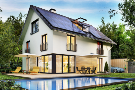 A rendering of a future, all-electric home.