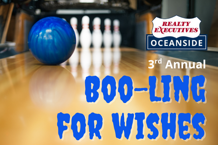 A bowling ball going down the lane to represent Boo-ling for Wishes, a fundraiser for Make-a-Wish.