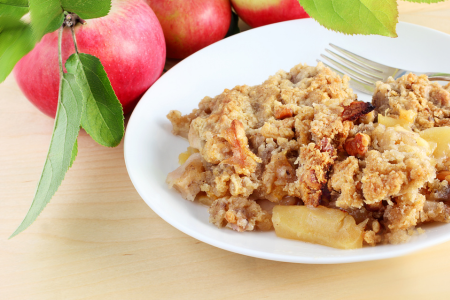 Apple crisp, a popular option for apple season recipes.