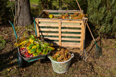 A bin, container, or area dedicated to a compost pile.